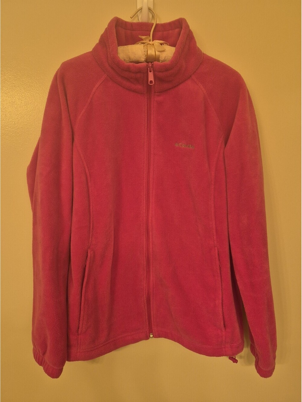 Columbia Women's Full Zip Fleece Jacket Hot Pink Size 2X Zip Pockets Preppy